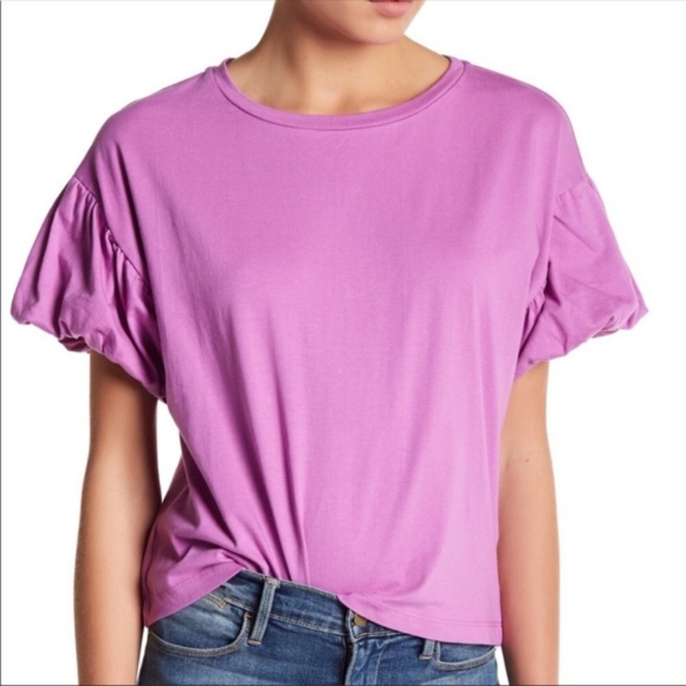 🌸Bobeau Purple Bubble Sleeve Knit Tee
